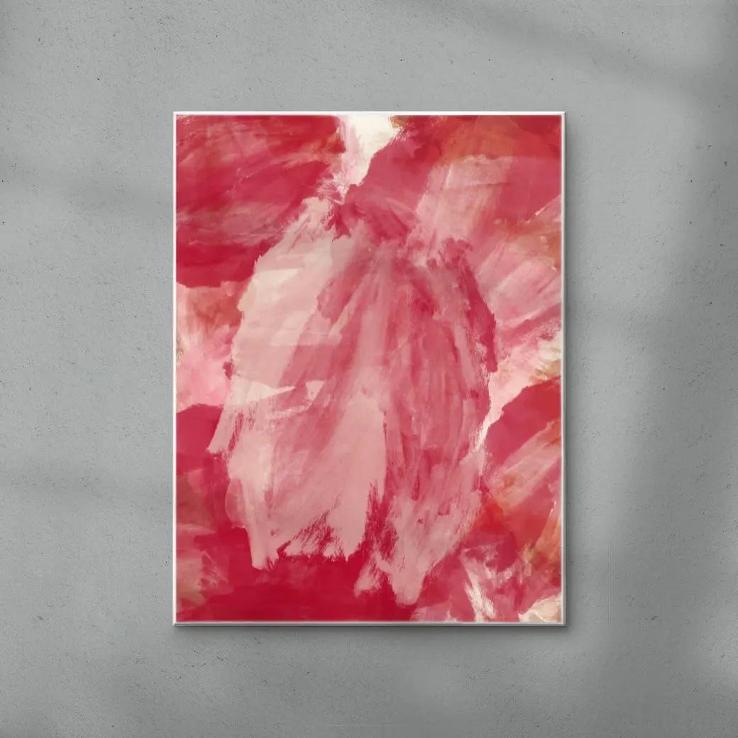 Abstract Minimalist Painting in Red and Pink