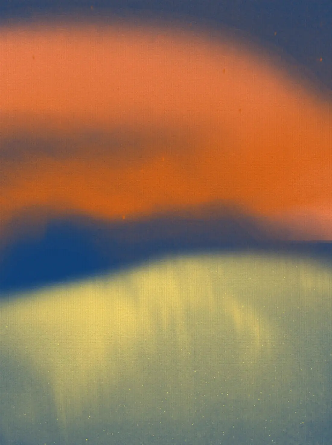 Abstract landscape in neon orange, yellow and blue