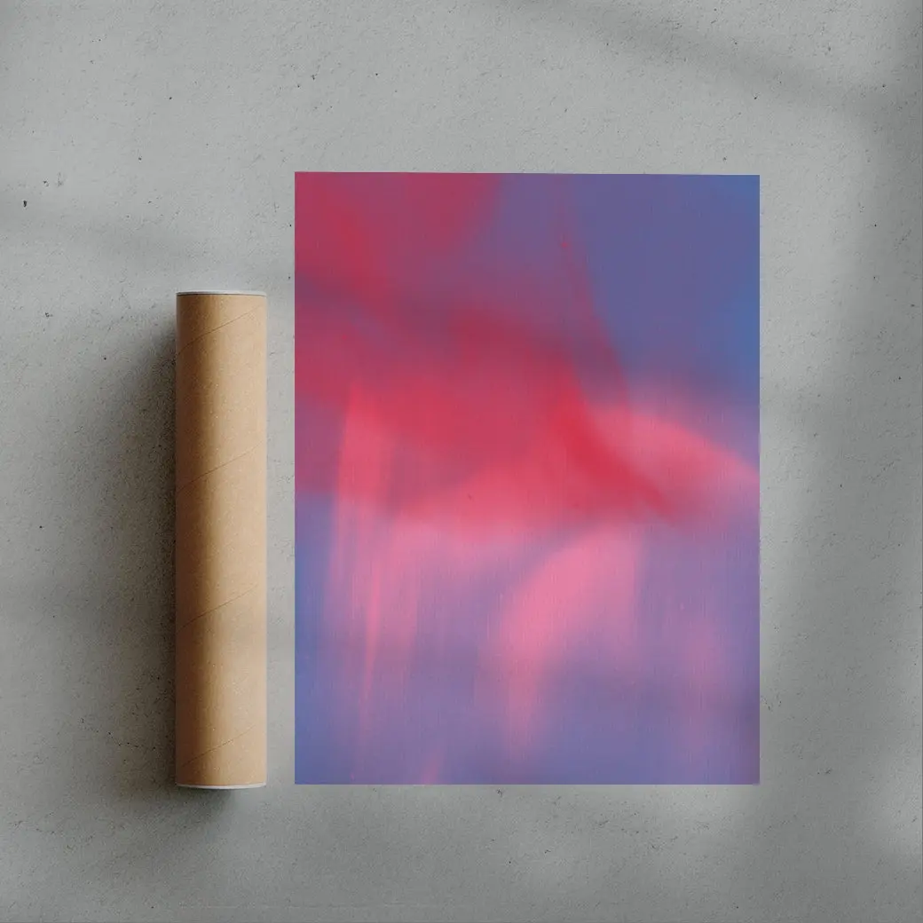 Abstraction in neon pink and red on blue