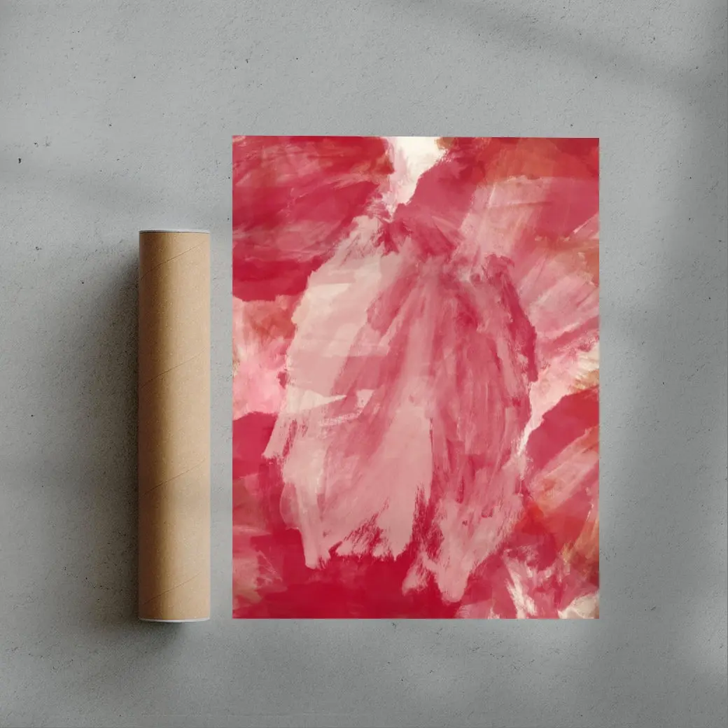 Abstract Minimalist Painting in Red and Pink